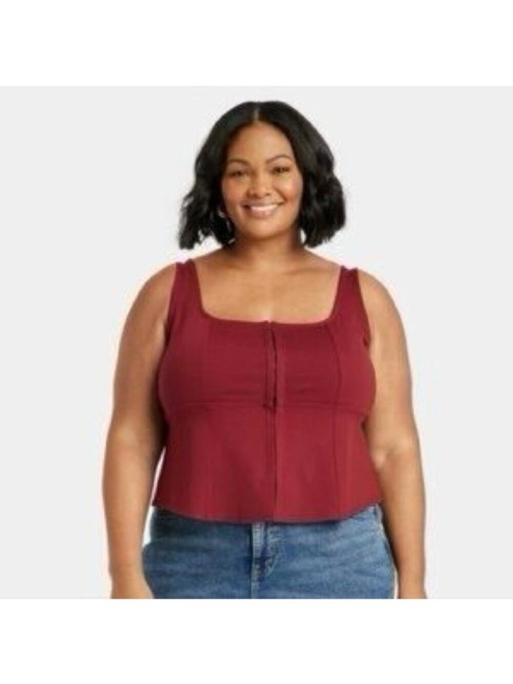 Ava & Viv Corset Tank Top Burgundy Women’s Size 3X Square Neck Sleeveless NWT
